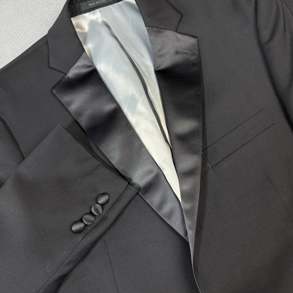 Calvin‎ Klein Tuxedo Wool Jacket Mens 41R Black 2 Button Tux Formal Dress Coat